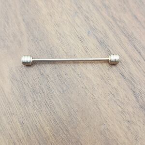 Gold Tone Collar Pin Rounded Stacked End Minimalist Classic Formal Event Evening